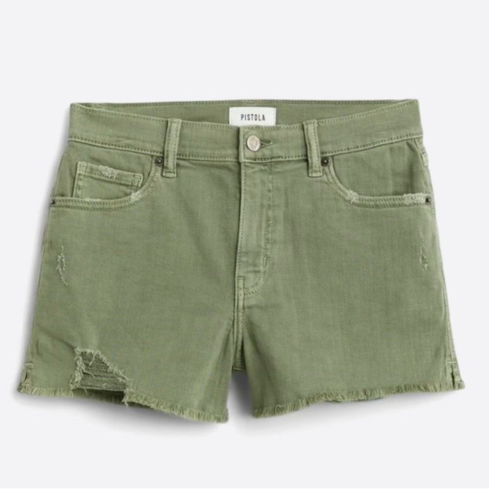 Pistola Winston High Rise Fray Hem Green Shorts Sz 28